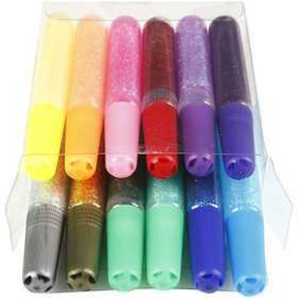 Glitter Glue, 10 ml, asstd colours, 12pcs 