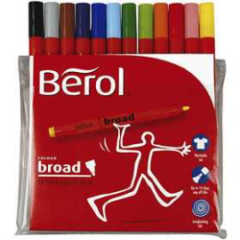 Berol Marker, line width: 1.7 mm, D: 10 mm, asstd colours, broad, 12pcs 