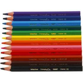 Evolution Triangular Colouring Pencils, L: 14 cm, lead: 5 mm, asstd colours, Triangular, 12pcs 