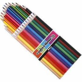 Colortime colouring pencils, lead: 3 mm, asstd colours, Basic, 12pcs 