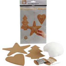 Faux Leather Christmas Ornaments, thickness 0.55 mm, natural, 1set Textile