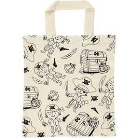 Shopping Bag, size 27.5x30 cm, 135 g/m2, light natural, pirates, 1pc Textile