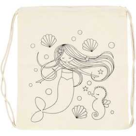 Drawstring Bag, size 37x41 cm, 110 g/m2, light natural, mermaid, 1pc Textile