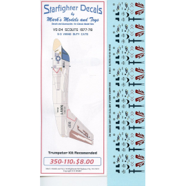 Decals Lockheed S-3B Vikings. Set includes markings for 8 aircraft from VS-24 Scouts/Duty Cats from the 1977-78 cruise with CVW-