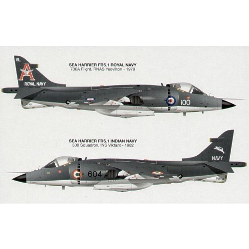 BAe Sea Harrier FRS.1. Decals for 700A Flight RNAS Yeovilton 1979 and Indian Navy 300 Squadron INS Viktant 1982