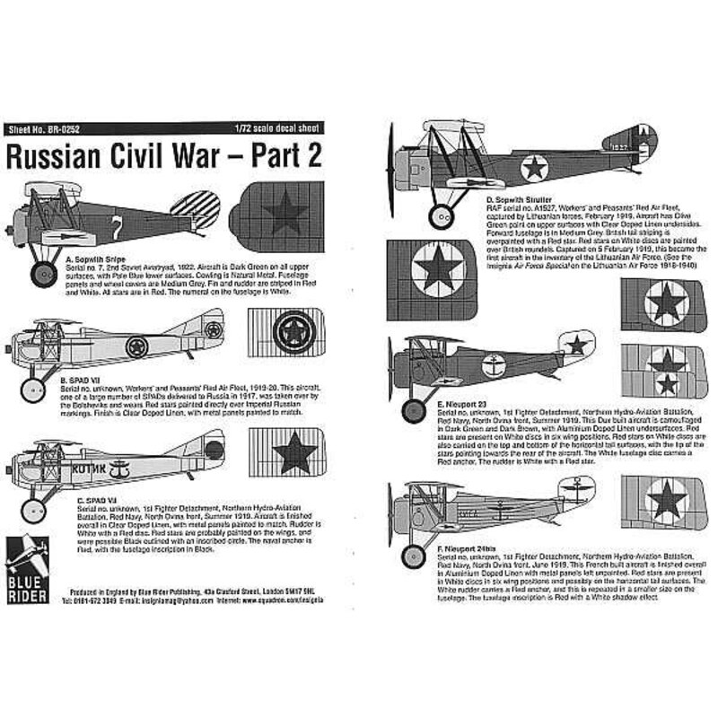 Russian Civil War 1917-22 Part 2. Sopwith Snipe Spad VII (2) Sopwith 1 Strutter Nieuport 23 & 24bis of Red Air Fleet