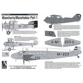 Decals Manchurua/Manchukuo Part 1. (4) Breguet Bre 14 M-201 1931 Avro 504K No 105 1920 Breguet Bre 19A2 1930 Junkers Ju 86Z-2 M-