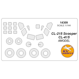 Canadair CL-215 Scooper / CL-415 canopy paint mask AND wheel paint mask masks (designed to be used with A-Model kits AMU1453, AM