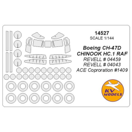 Boeing CH-47D Chinook HC.1 RAF canopy paint mask AND wheel paint mask masks (designed to be used with Revell kits RV4459, RV4043