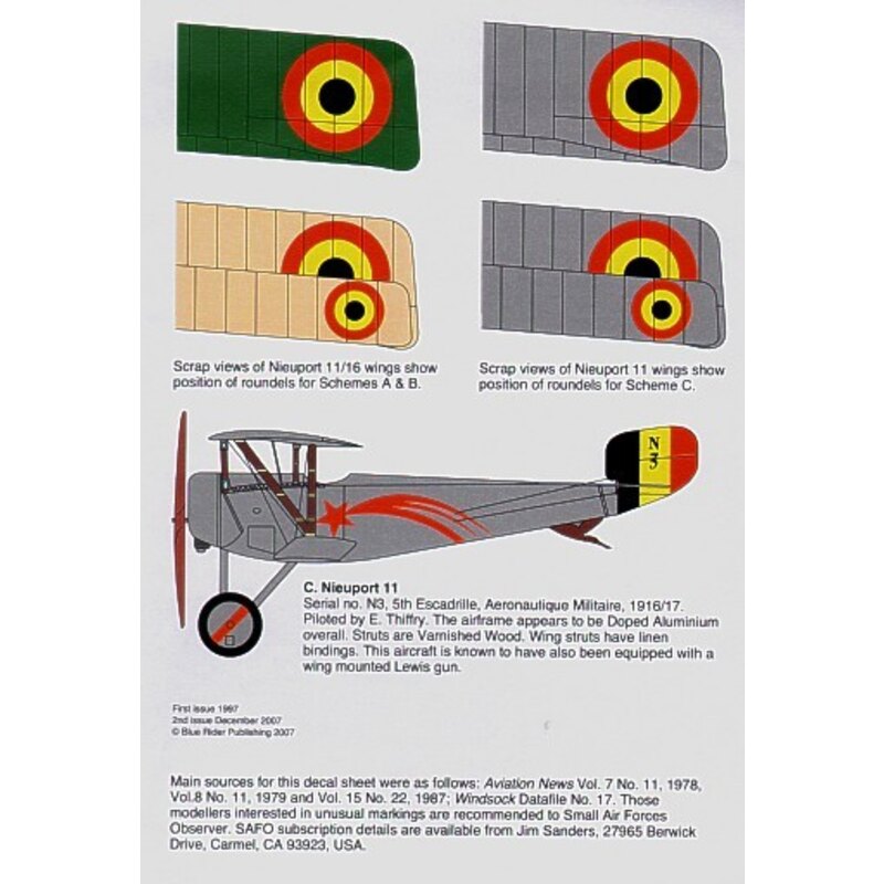 Belgian Air Force 1914-18 Nieuport 16 and 2 x Nieuport 11