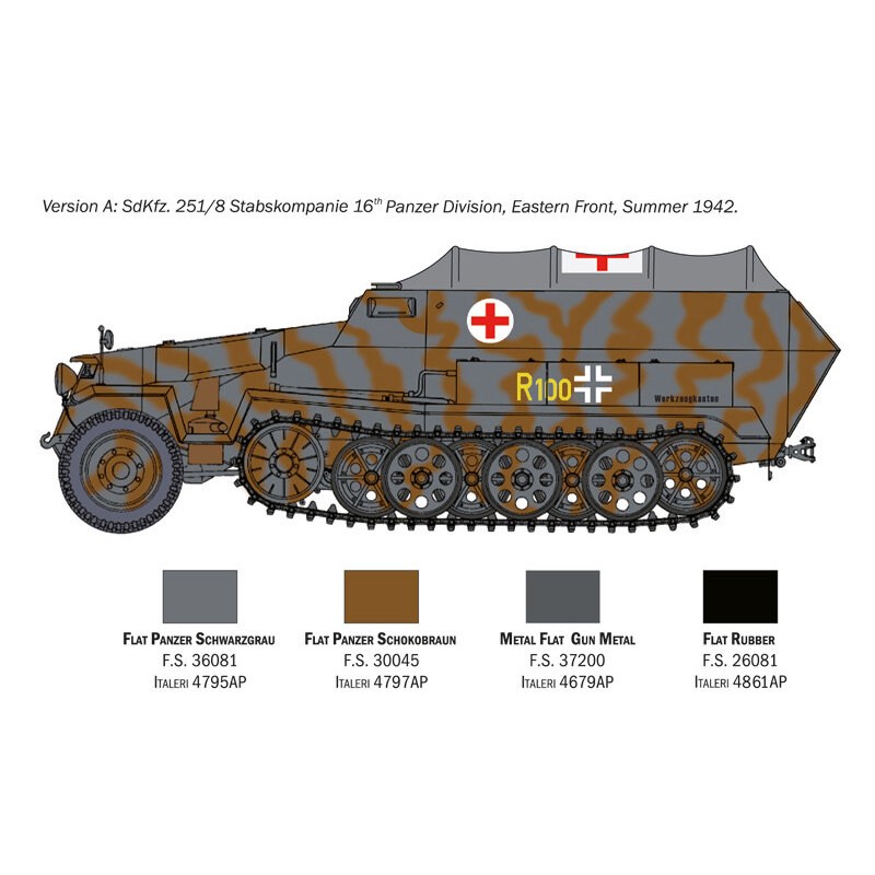 IT7077 Sd.Kfz.251/8 Ausf.C Ambulance The Sd.Kfz.251 half-track was an armored fighting vehicle (AFV), which was deployed by the 