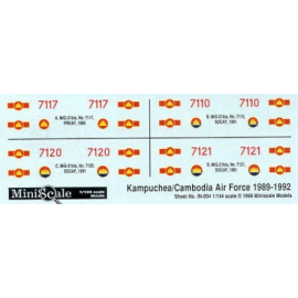Decals Mikoyan MiG-21 bis (4) Peoples Republic of Kampuchea Air Force. Red 7110 71177120 7121. Now with full colour instruction 
