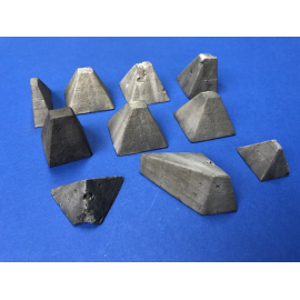 Dragon's Teeth - Anti-Tank Obstacles and the set contains 10 different pieces. 