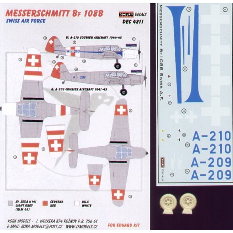 Messerschmitt Bf 108B (Swiss Air Force) with wheels (designed to be assembled with model kits from Eduard)