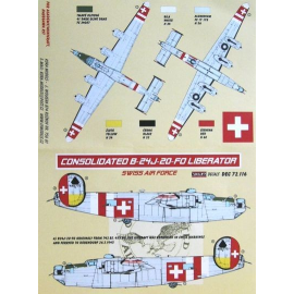 Decals B-24J-20-FO Liberator (Swiss AF) (designed to be assembled with model kits from Academy Minicraft and Hasegawa) 