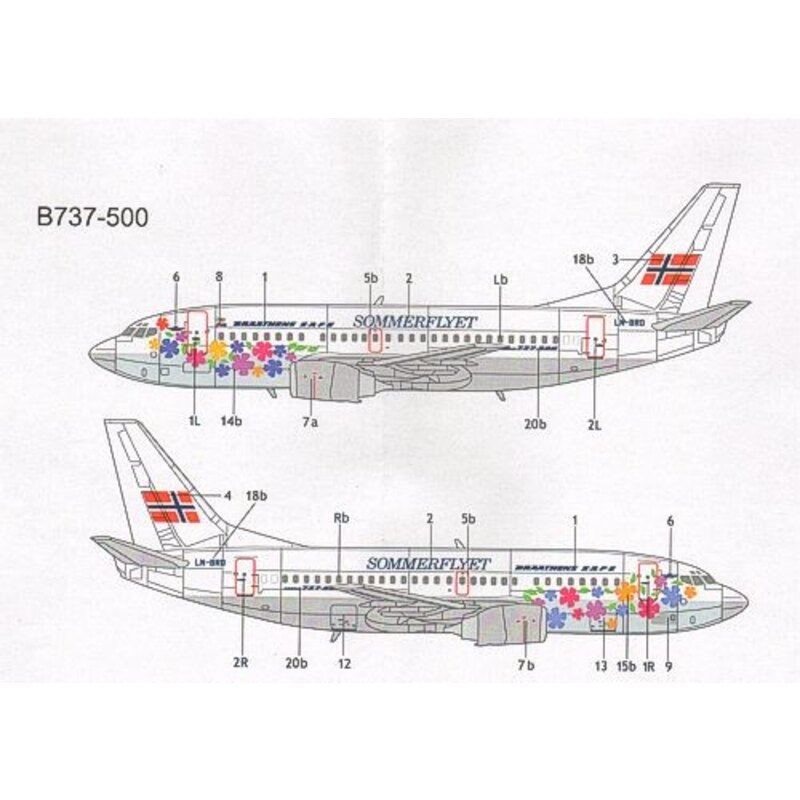 Boeing 737-200 Braathens Safe Sommerflyet scheme N197 JQ 1988 and Boeing 737-700 LN-BRD 1990