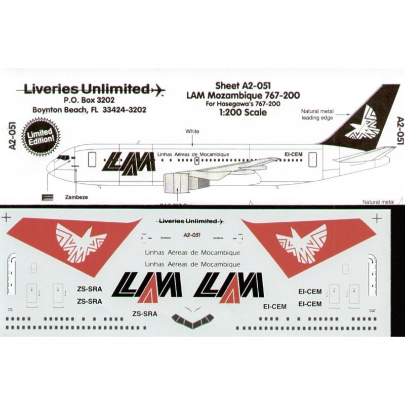 Boeing 767-200 LAM Mozambique ZS-SRA