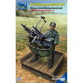 WWII German Zwillingssockel 36 Anti-Aircraft MG Mount w.Solider(include PE&Decal Model kit