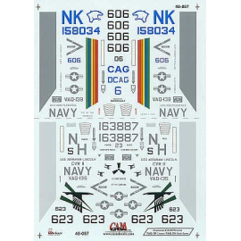 Decals Grumman EA-6B Prowlers (2) 158034 VAQ-139 Cougars (CAG) USS Independence Desert Shield 1990 163887 VAQ-135 Black ravens U