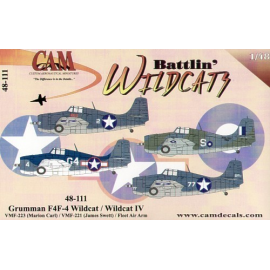 Decals Grumman F4F-4 Wildcats (4) White 2 VMF-223 Capt Carl Guadalcanal 1942 White 77 VMF-221 Lt James Swett. both blue grey/lig