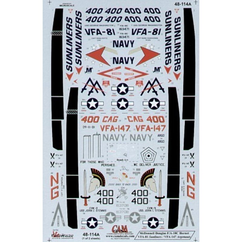 McDonnell Douglas F/A-18C (2) 163708 NG/400 VFA-147 Argonauts CAG USS John.C.Stennis 2002 163471 AA/400 VFA-81 Sunliners CAG USS