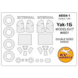 Yakovlev Yak-1B - Double-sided masks + wheels masks (designed to be used with MODELSVIT kit MSVIT4801) 