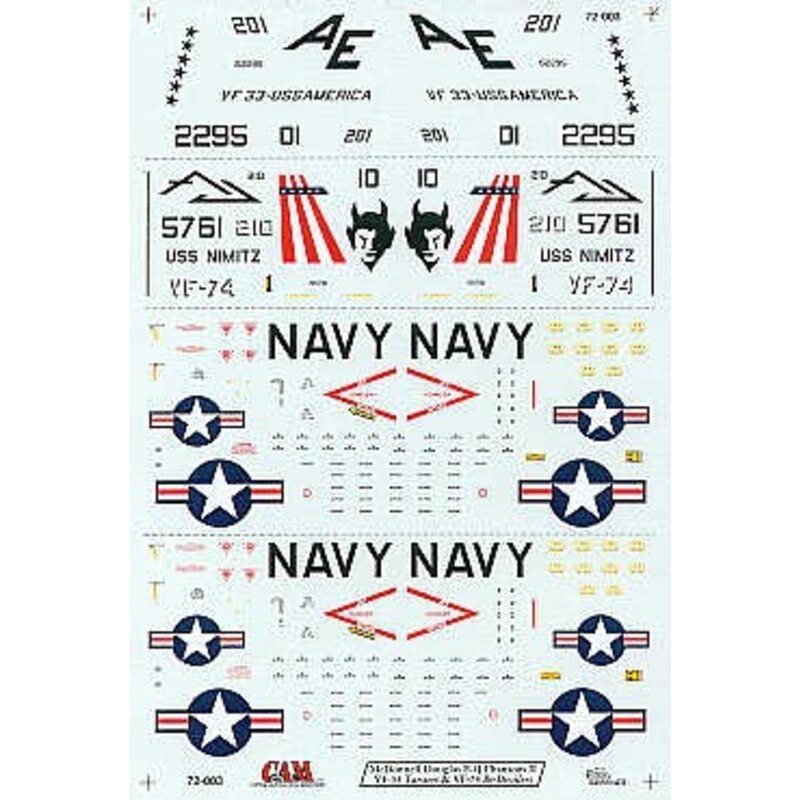 F-4J Phantom (2) 152295 AE/201 VF-33 Tarsiers USS America 1968 155761 AD/210 VF-74 Be-Devillers USS Nimitz 1976