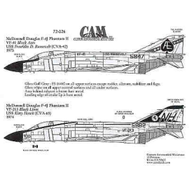 Decals F-4J (2) 155847 AE/110 VF-41 Black Aces USS FDR 155882 NH/100 CAG VF-213 Black Lions USS Kitty Hawk 1974 