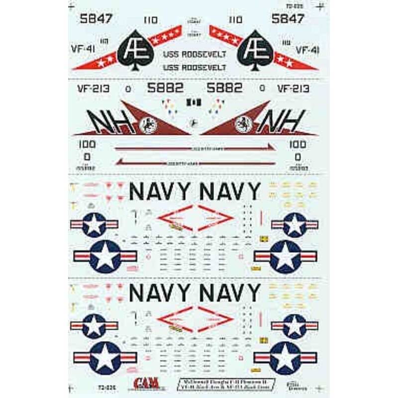 F-4J (2) 155847 AE/110 VF-41 Black Aces USS FDR 155882 NH/100 CAG VF-213 Black Lions USS Kitty Hawk 1974