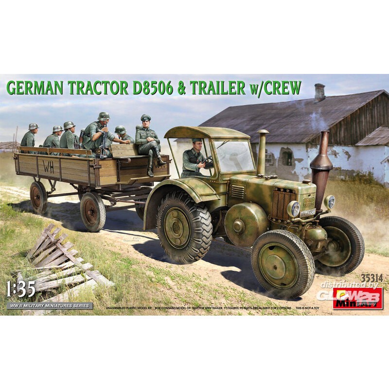 German Tractor D8506 with Trailer & Crew Model kit
