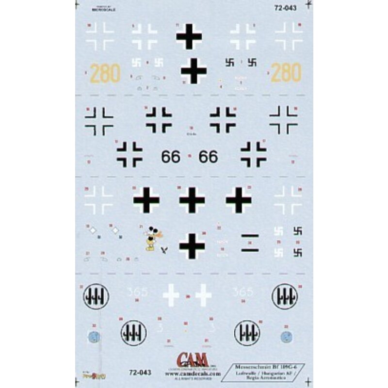 Messerschmitt Bf 109G-6 (4) Yellow 280 Unknown Training Unit Black 66 Lt Molnar Hungarian Air Force 1944 JG5 Major Carganico Fin