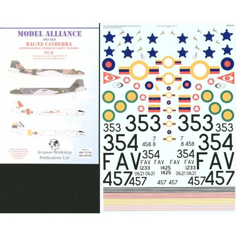 BAC/EE Canberra Part II International Bomber Canopy Version (8) B.52 353 & 354 Imperial Ethiopian Air Force T.4 457 12 Squadron 