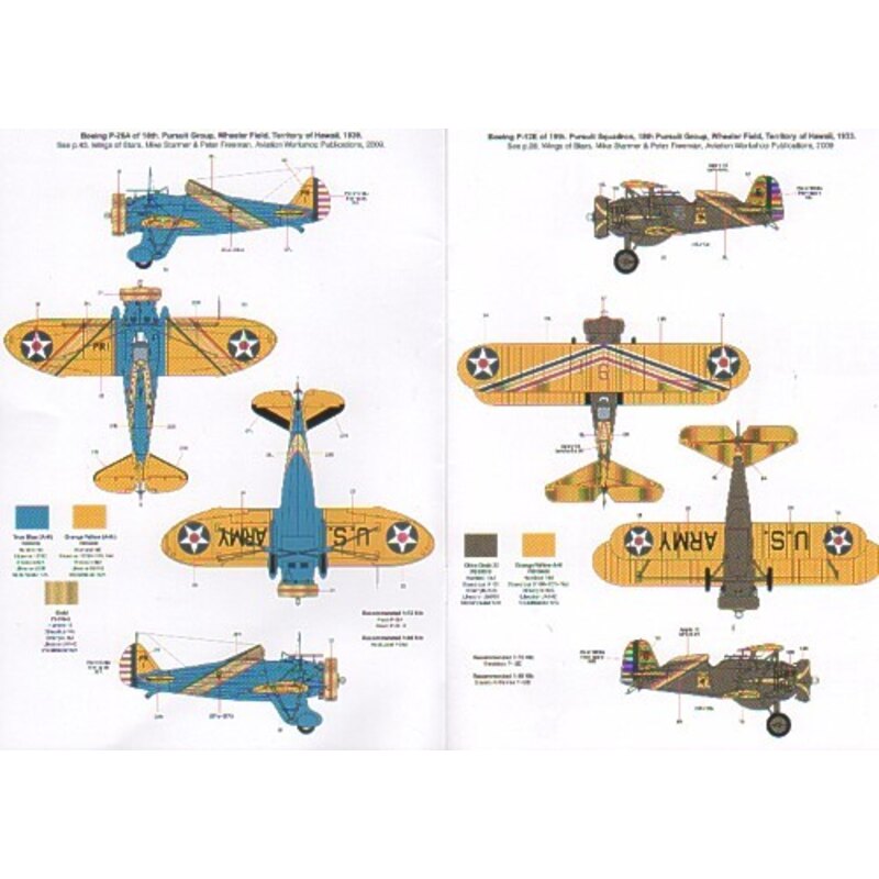 Wings Of Stars Pt 1 (6) Boeing P-26A/C Peashooter 18th PG Hawaii 1939 blue fuselage Boeing P-21E 19th PS Hawaii 1933 OD fuselage