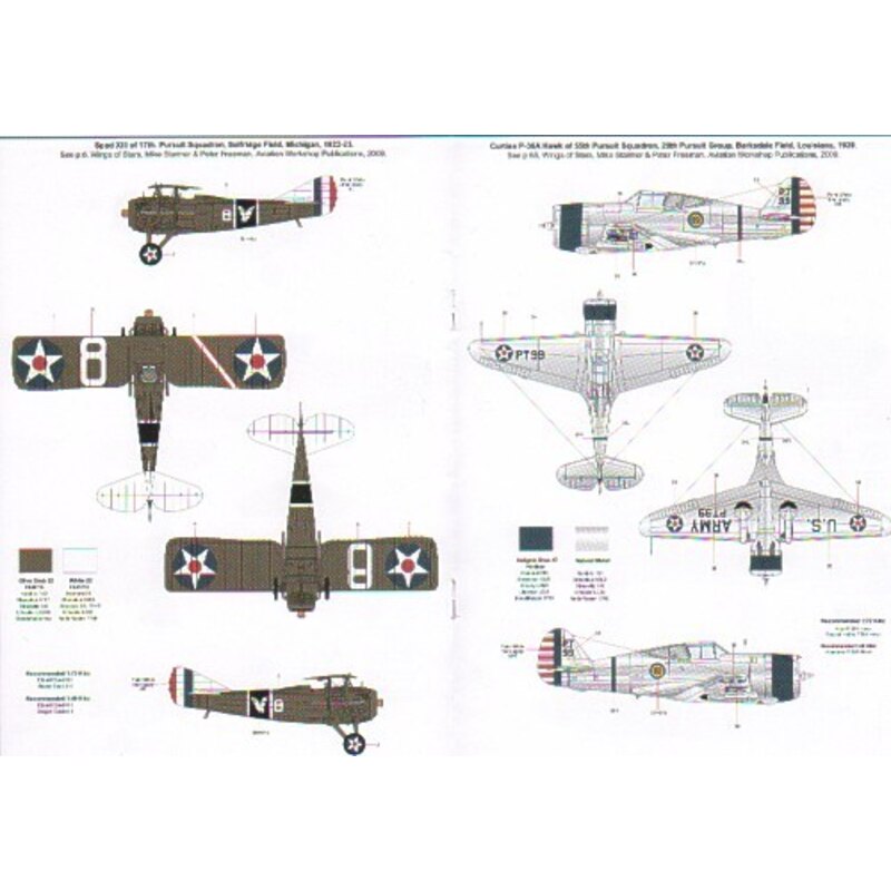 Wings Of Stars Pt 1 (6) Boeing P-26A/C Peashooter 18th PG Hawaii 1939 blue fuselage Boeing P-21E 19th PS Hawaii 1933 OD fuselage