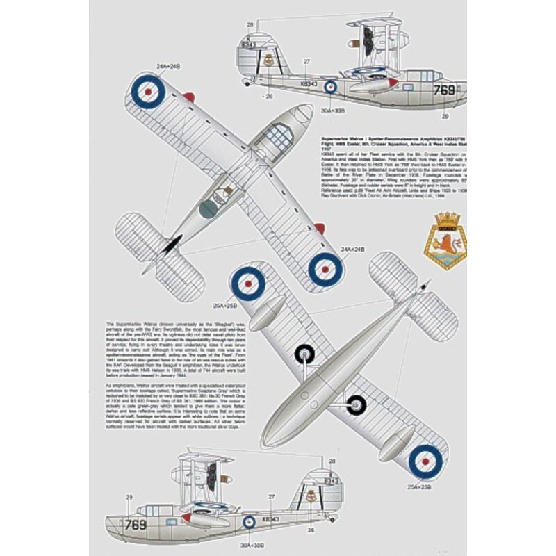 Wings & Waves Pt 1 (7) Walrus 1 K8343.769 718 Flt HMS Exeter 1937 L2236/G9U 712 Squadron HMS Cumberland 1939 Fairey Swordfish Mk