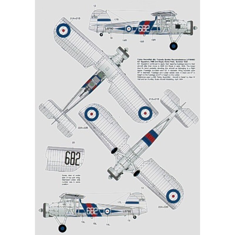 Wings & Waves Pt 2 (6) Fairey Swordfish.1 L9780/682 821 Squadron HMS Ark Royal 1939 Fairey Flycatcher N9923/1402 Flt HMS Eagle 1