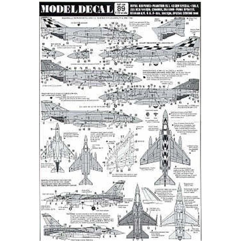 Decals RAF Phantoms. FG.1 XV571/A 43 Squadron in 70th Anniversary schemes 1986 Phantom FGR.2 XT900/CO or XV393/CA 228 Squadron/6