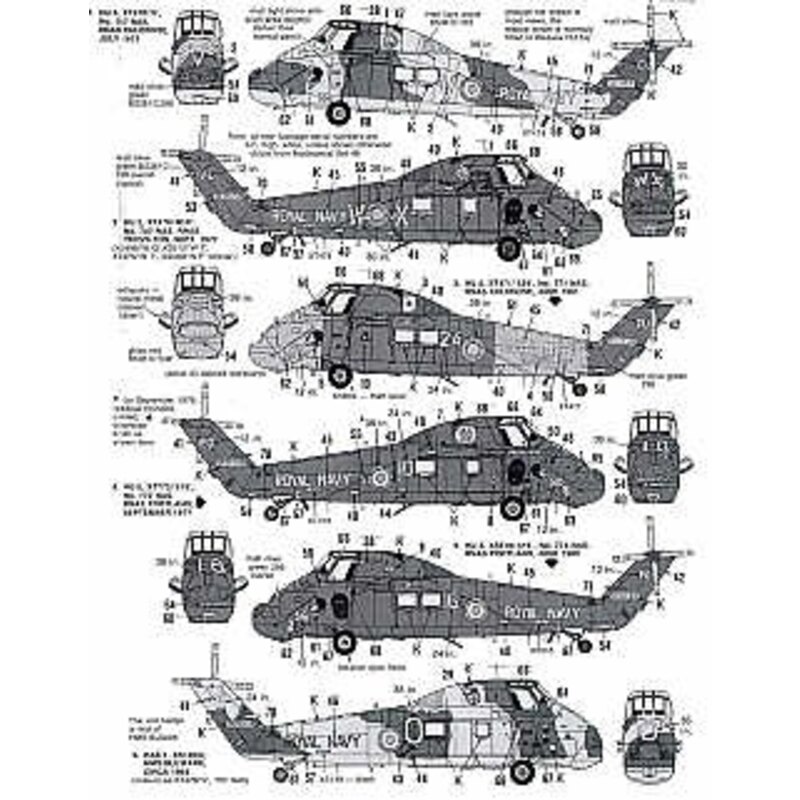 Decals Royal Navy/RN Wessex HU 5 1964-81. 707 771 772 829 845 846 847 848 Squadrons and HMS London Bulwark and RFAs Olna Tidepoo