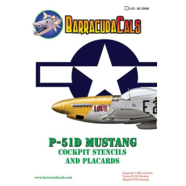 Decals Re-printed! North-American P-51D Mustang Cockpit Stencils and Placards 
