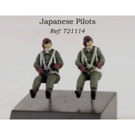 2 x Japanese pilots WWII seated in aircraft Figures