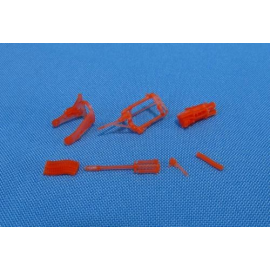 Set contains 3D-printed parts for detailing of chain gun M230 for helicopter model Boeing/Hughes AH-64 (designed to be used with