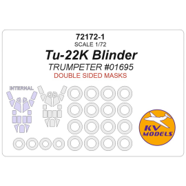 Tupolev Tu-22K Blinder (designed to be used with Trumpeter TU01695 kits) - wheels and canopy paint masks (inside and outside) 