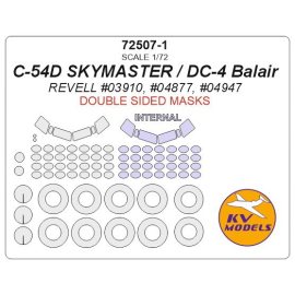 Douglas C-54D SKYMASTER, DC-4 Balair - Double-sided and wheels masks (designed to be used with Revell RV4877, RV4947 kits) 