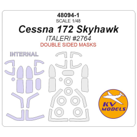 Cessna 172 Skyhawk (designed to be used with Italeri IT2764 kits)- wheels and canopy paint masks (inside and outside) 