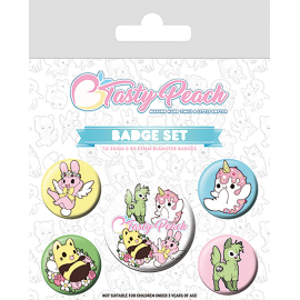 Tasty Peach pack of 5 badges 