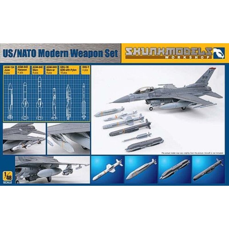 US/NATO Modern Weapons Set. AGM-154 Jsow x 4 AGM-84D Harpoon x 4 AGM-94E Slam x 4 AGM-84H Slam-er x 4 GBU-39 SDB with Pylon x 16