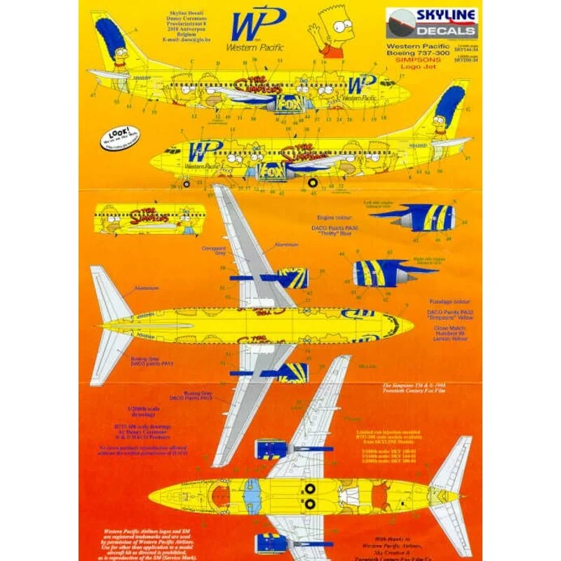 Decals Boeing 737-300 THE SIMPSONS N949WP 