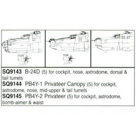 Consolidated PB4Y-1 Privateer canopy nose mid-upper & tail turret (designed to be assembled with model kits from Matchbox and Re