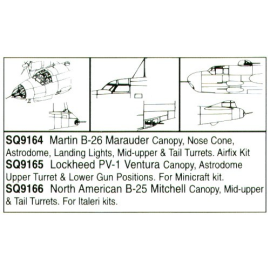 Martin B-26 Marauder Nose Cone/canopy/Turrets/Astrodome (designed to be assembled with model kits from Airfix) 
