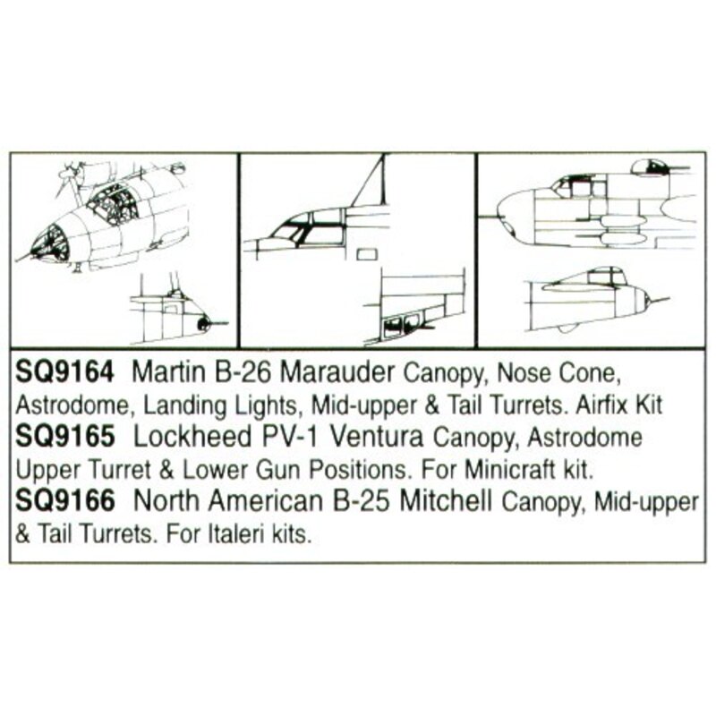 North American B-25 Mitchell canopy/Turrets (designed to be assembled with model kits from Italeri)